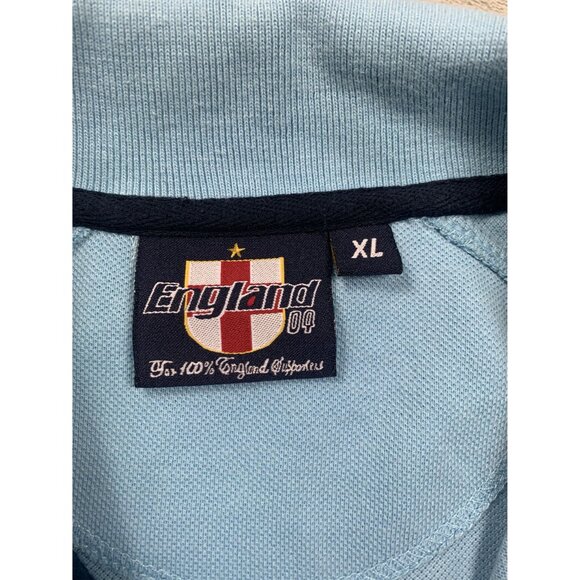 England 09 Mens XL Light Blue Polo Shirt With Embroidered Cross Patch Centered H - Picture 3 of 10